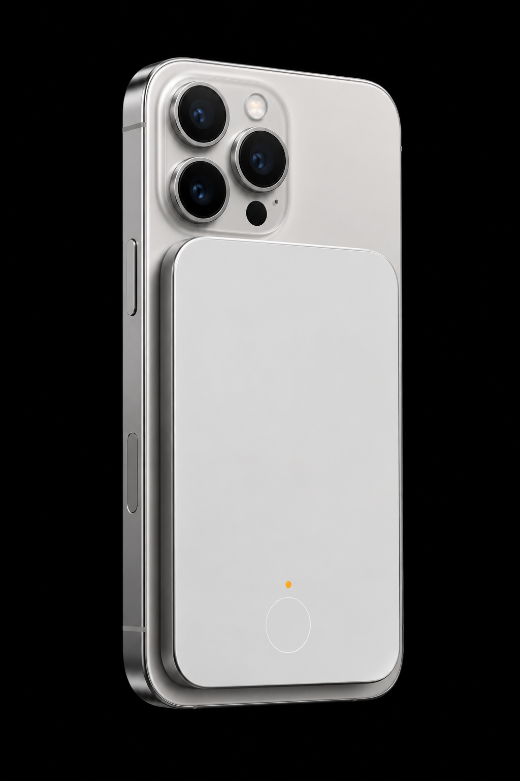 AttentionAGI magnetically attached to the back of an iPhone Pro